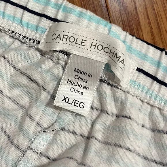 Like New. Carole Hochman Aqua Blue Tank & Blue White Striped Shorts Pajama Set. - Picture 7 of 14